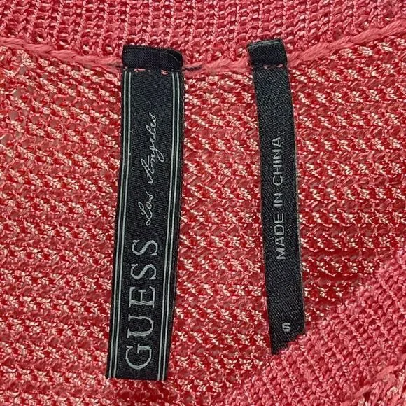 GUESS Los Angeles Womens Small Top Open Knit Coral Sweater - Picture 10 of 14